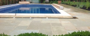 Hand cut Indian sandstone patio, slabs, pool surround